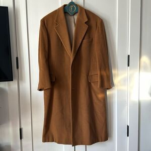 VTG BILL BLASS 100% Cashmere Tan Camel Coat Jacket - 44R